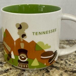 Starbucks Tennessee State Ceramic Mug — White, Green, Orange, Brown